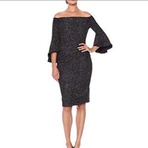 Eliza J Black Glitter Off-Shoulder Sz8 Dress